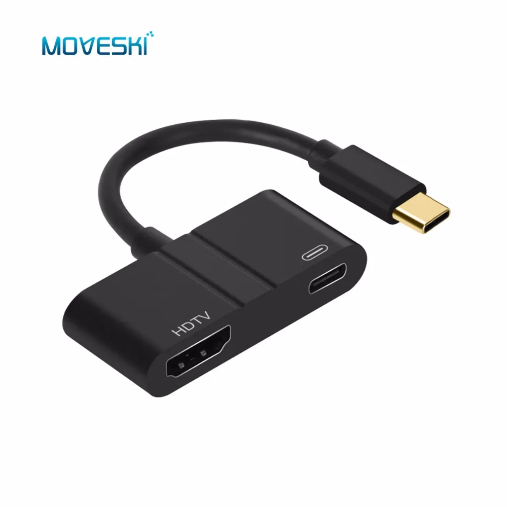 Moveski 9592A USB C AV Aadapter 60W Type 4K UHD HDMI PD зарядный порт совместимый с серией MacBook Plug &
