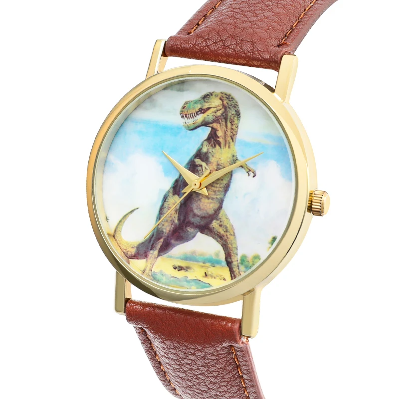 Часы с динозаврами Унисекс Коричневый цвет для женщин и мужчин часы модные