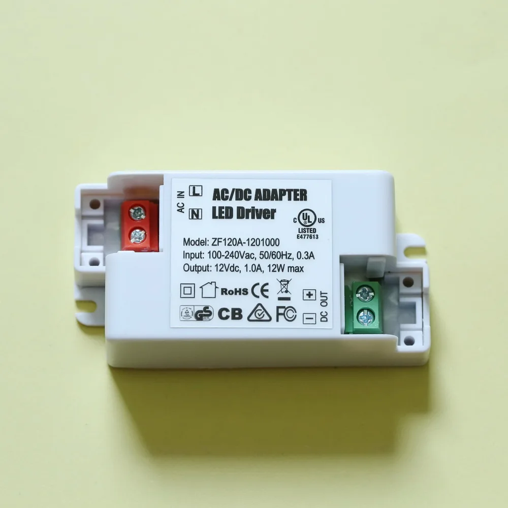 50 шт./лот постоянное напряжение DC12V 1A 12 Вт Светодиодный драйвер для внутренних