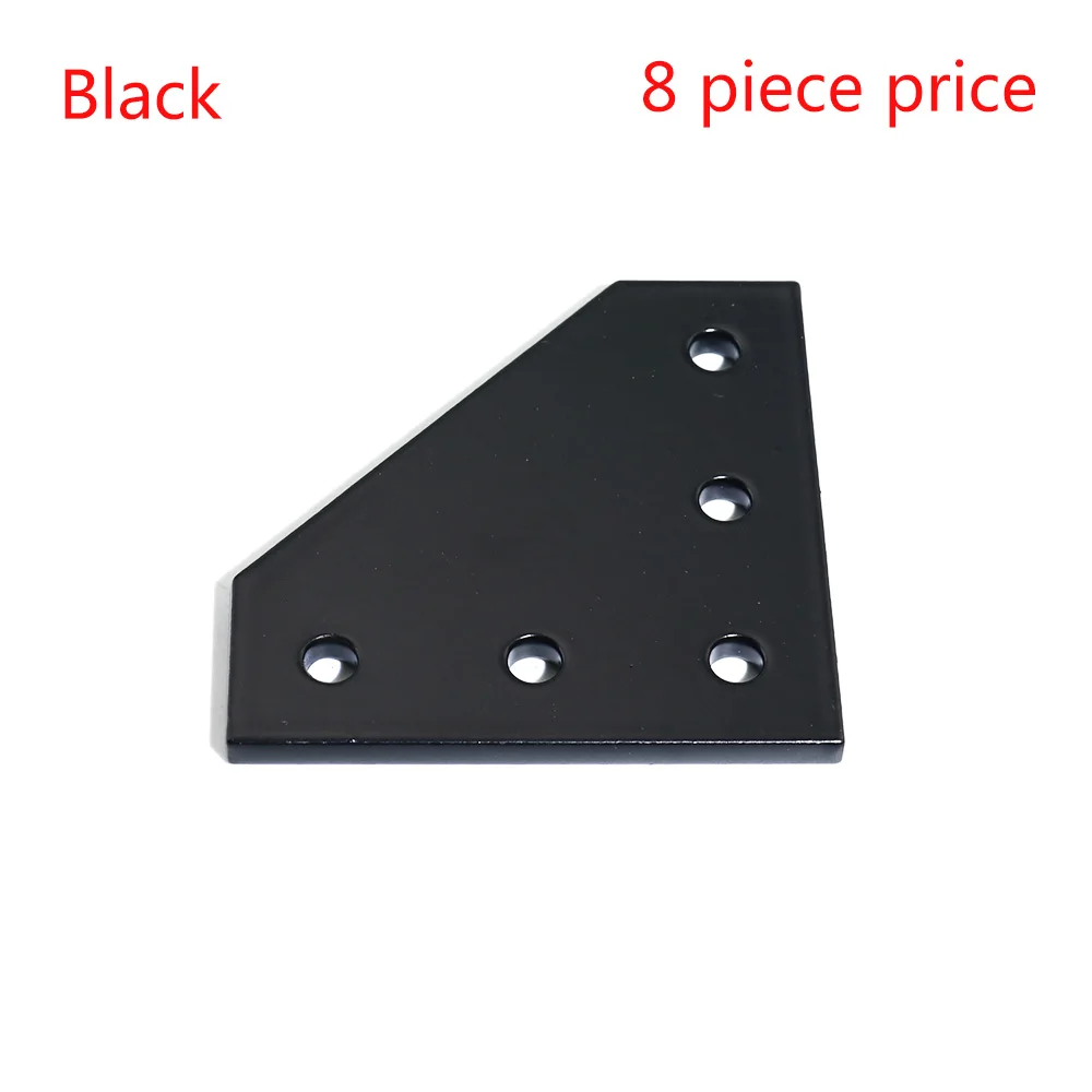 8pcs black Новинка, 5 отверстий, 90 градусов, соединительная панель, угловой кронштейн, соединительная Соединительная полоса для, алюминиевый профиль, 3d рамка для принтера - Цвет: 8pcs black