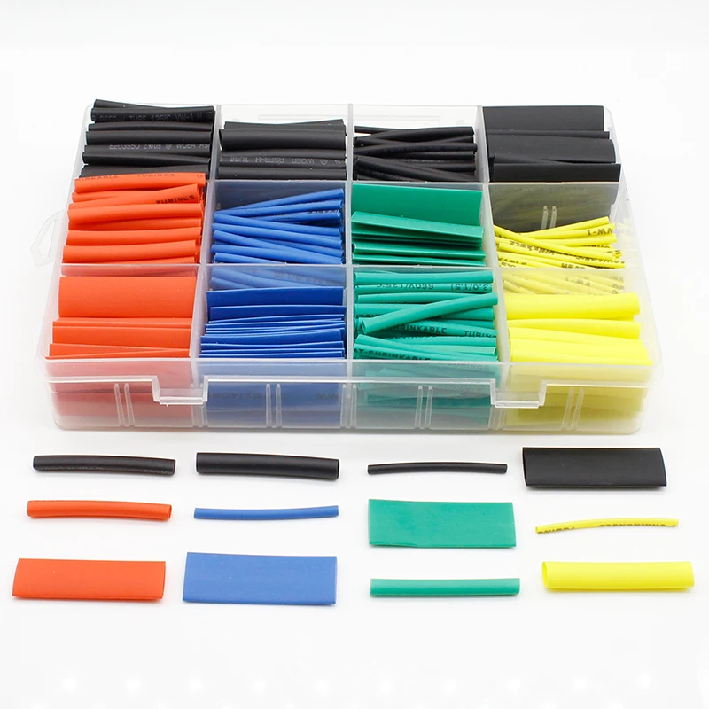 

530pcs/set Heat Shrink Tubing Insulation Shrinkable Tube Assortment Electronic Polyolefin Ratio 2:1 Wrap Wire Cable Sleeve Kit