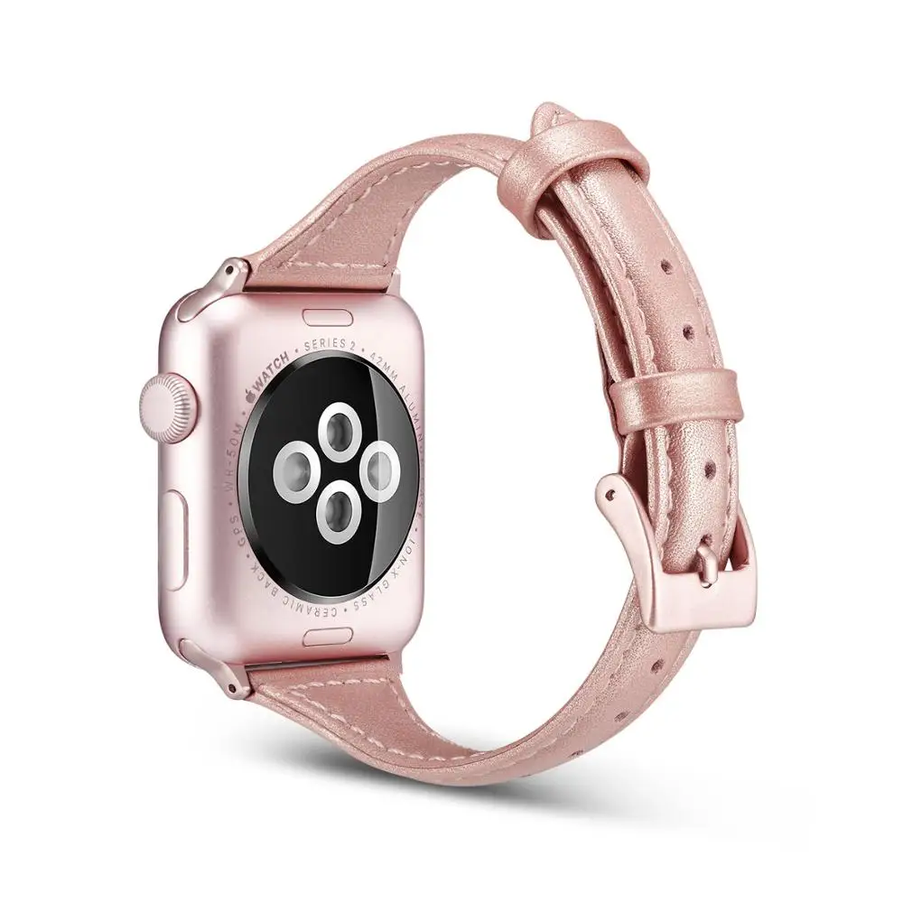 Rose Red Кожаный ремешок для Apple Watch 38 мм 40 мм 42 мм 44 мм, Apple сменный ремешок для наручных часов Ремешок Браслет для iwatch Series 4 3 2 1 - Цвет ремешка: Rose Red