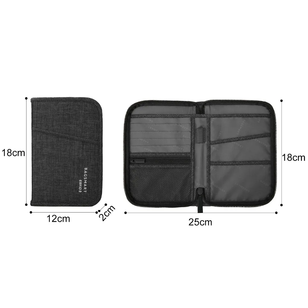 Многофункциональная дорожная сумка клатч BAGSMART с RFID защитой для паспорта