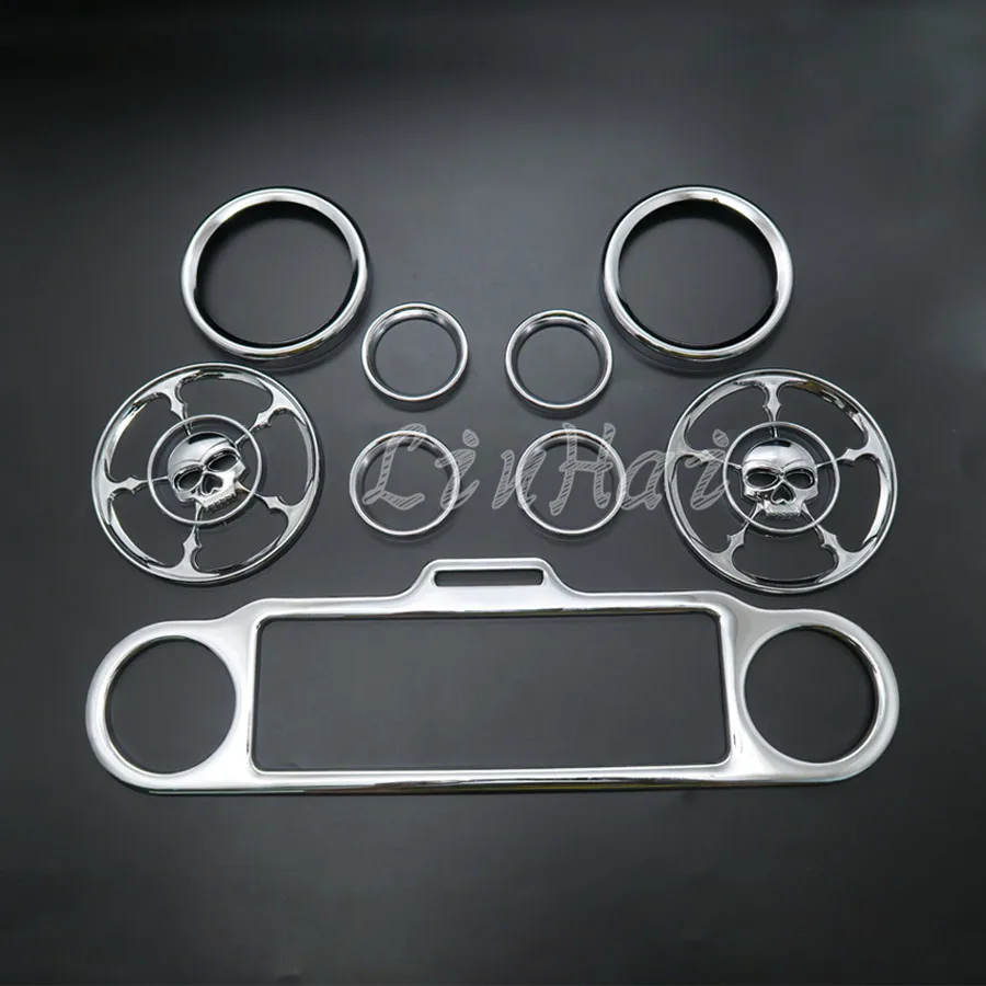 9 шт. хромированный стерео Спидометр динамик в форме черепа накладка на кольцо