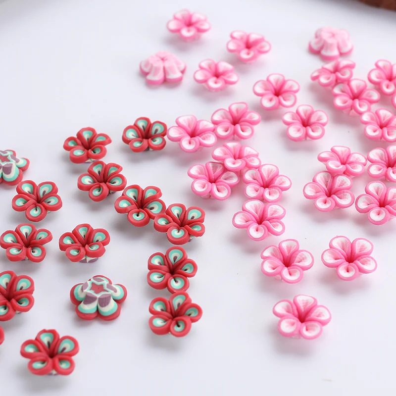 100pc/lot 11mm Small lovely Cute Flatback Polymer Clay Flower Beads For Crafts Scrapbook Diy Decoration Jewelry Making Materials | Украшения