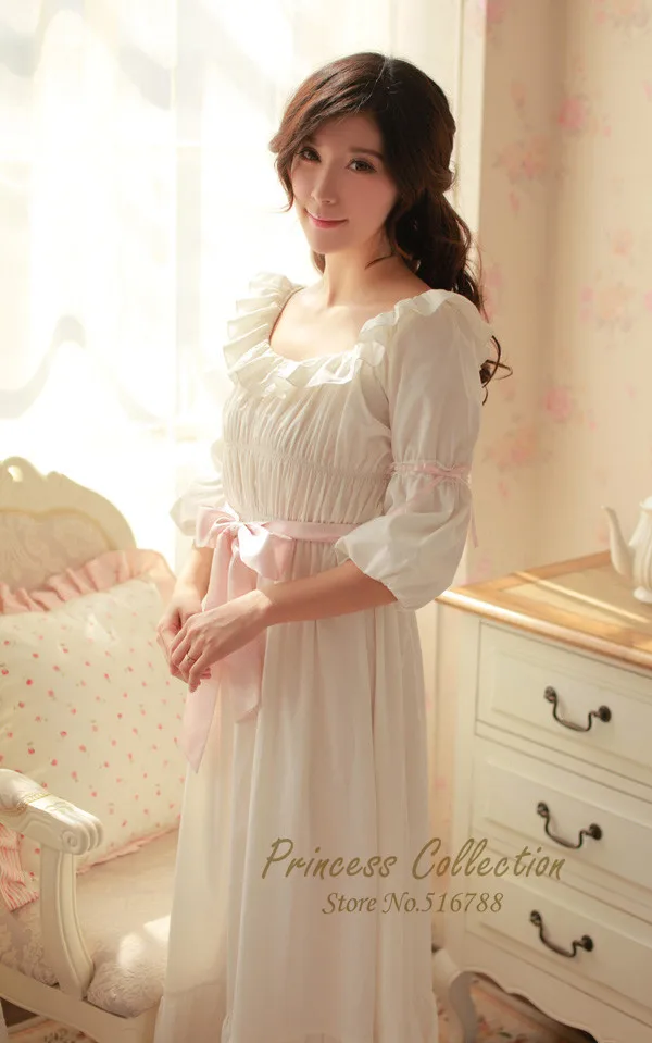 Бесплатная доставка 100% хлопок ночная рубашка принцессы королевская Пижама