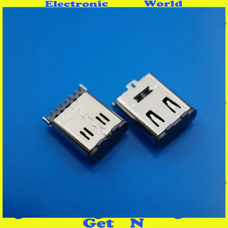 30 шт./лот SMT Реверсивный Соединительный 6 контактный USB 3 1 Type c разъем гнездо с