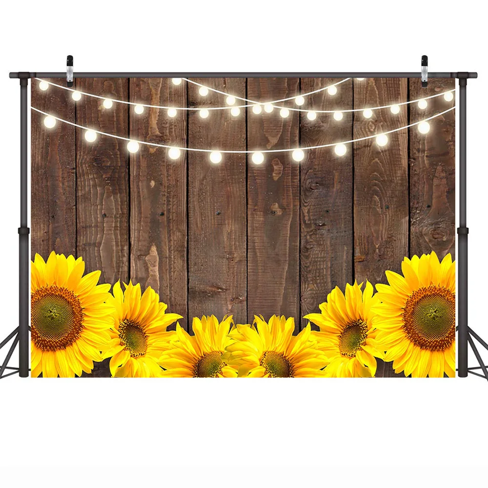 

Mehofoto Rustic Sunflower Backdrop Sunflower Bridal Shower Background Wood Sunflower Birthday Party Banner Backdrops