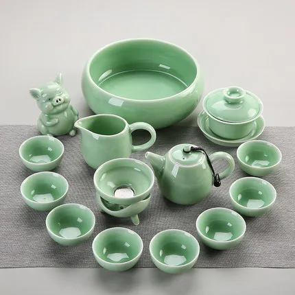 Longquan Celadon чайный набор кунг-фу домашний японский стиль простой пуэр чайный набор Современный чайник чайная чашка с крышкой чаша аксессуары для чая - Цвет: 12 Teaware Sets