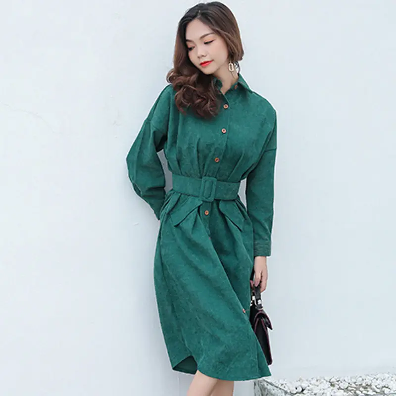 Hzirip темперамент Женский осеннее платье Новинка 2018 года Корейская версия с пояс