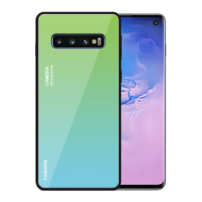 Модные прозрачные градиент закаленное Стекло чехол для samsung Galaxy S10 плюс S10E S9 S8