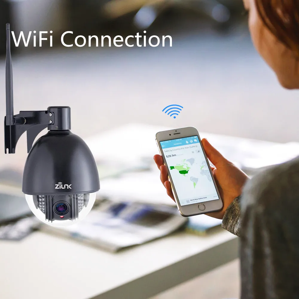 ZILNK wifi IP камера 1080P HD 5X зум PTZ скорость купольная Беспроводная Сетевая безопасность на улице камера водонепроницаемая Onvif H.264 IR 50M