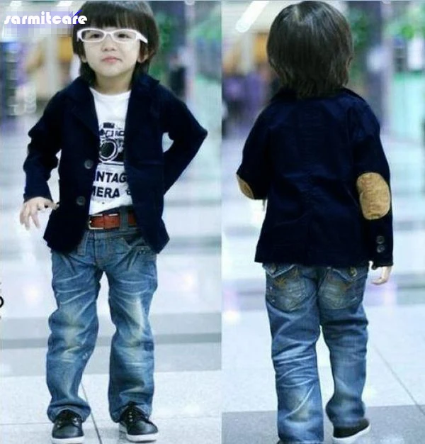 Blazer informal para ni&ntilde;os y ni&ntilde;as, Chaqueta de algod&oacute;n para ni&ntilde;os de 3 a 10 a&ntilde;os, color negro y azul, en oferta-0