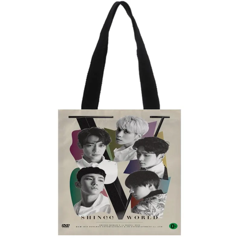 HEARMNY Custom KPOP SHINee Сумка тоут двусторонняя льняная Повседневная Холщовая с принтом