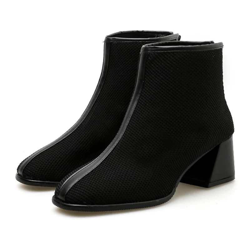 Белый черный ботильоны пикантная обувь на высоком каблуке Осенняя женская