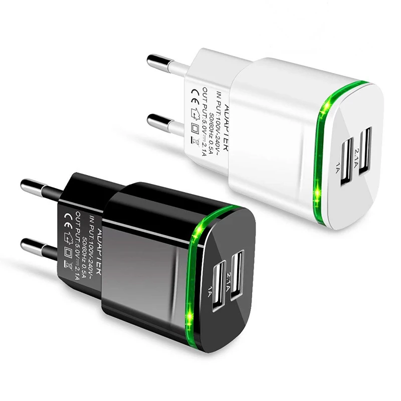 Зарядное устройство USB с 2 USB-портами со светодиодной подсветкой 5 В А | Мобильные