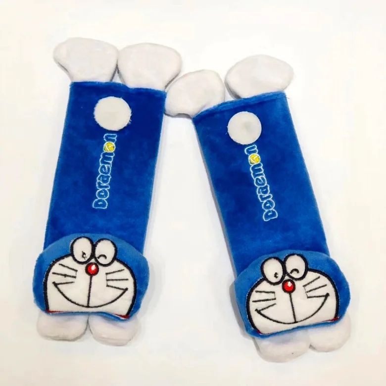 blue 1 пара 20 см мультфильм анпанмен стежка Марио Дораэмон автомобиль плюшевое покрытие ремня безопасности наплечный коврик автомобиль игрушка оптом - Цвет: blue