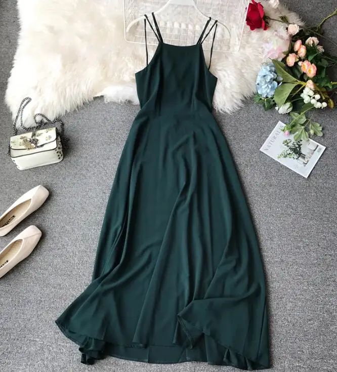 Women's summer cross belt backless dress female sexy sleeveless beach vacation chic TB573 | Женская одежда
