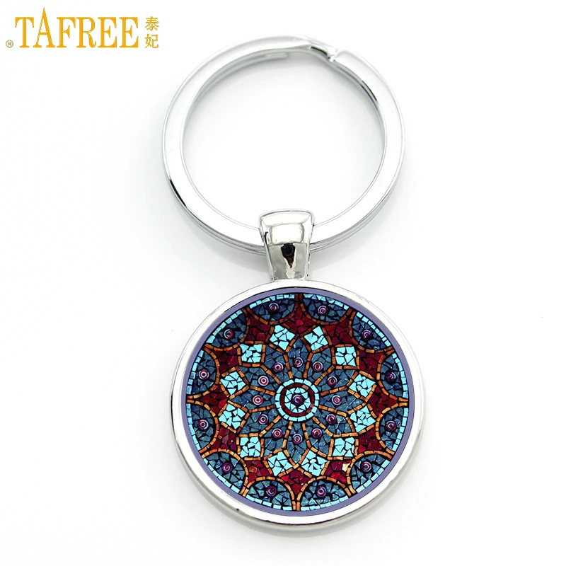 TAFREE винтажный Модный мужской женский стеклянный кабошон с мандалой брелок