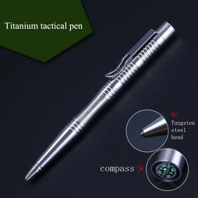 Titanium TC4 Tactical  Bolt Break Window Self-defense Multifunction EDC Outdoor Gift  Multifunction Survival Wild Compass Pen