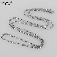 233 54mm stainless steel square pearl chain necklace women link chains accessories diy jewelry box chain for hand made men