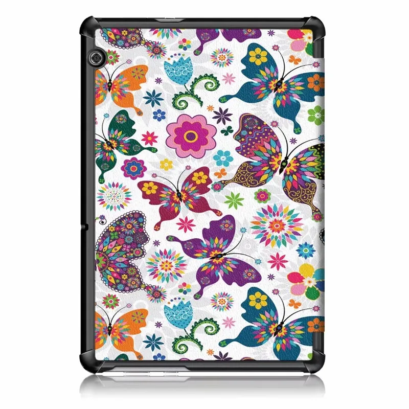 Colorful butterfly Чехол-подставка из искусственной кожи для huawei MediaPad T5 10 AGS2-W09, AGS2-L09, AGS2-L03, AGS2-W19, 10,1 дюймов, Магнитный чехол для планшета+ пленка+ ручка - Цвет: Colorful butterfly