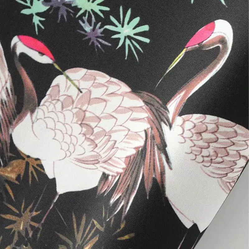 Брюки клеш расклешенные брюки Лето 2017 г. японского журавля Отпечатано эластичный