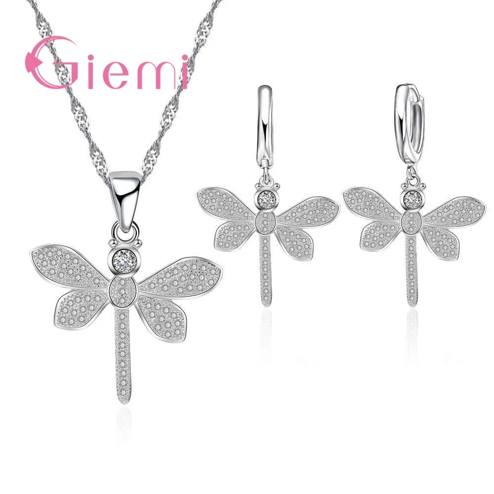 Женское ожерелье из серебра 925 пробы с подвеской в виде стрекозы|set dragonfly|earrings sethoop