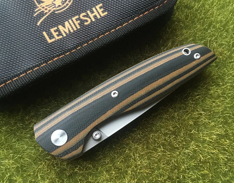

LEMIFSHE 100ns Flipper folding knife D2 Blade G10+ Steel Handle Outdoor Camping Fruit Folding Cutter EDC Tool