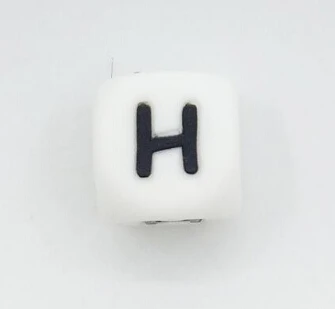 H 10 шт./лот силиконовые буквы бусины, Прорезыватель для имени на соски-пустышки цепи клипы 12 мм Жевательная Алфавит Цепочки и ожерелья для режущихся зубов - Цвет: H