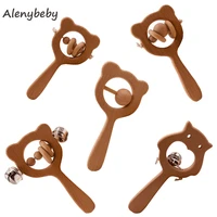 wooden rattle beech bear hand teething wooden ring baby rattles teether play gym montessori stroller toy educational toys