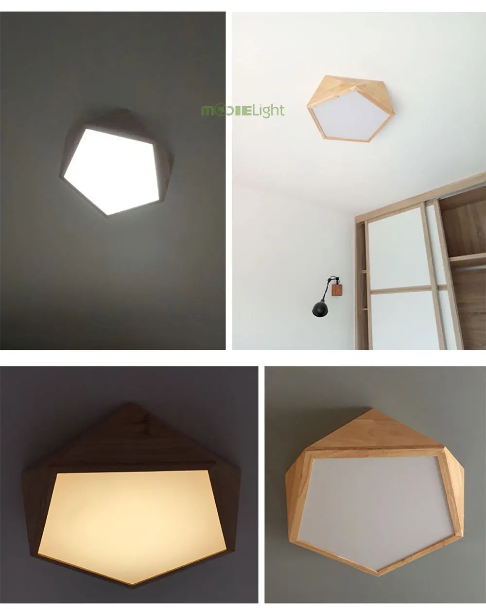 Mooielight Creative Wood Geometric LED Ceiling Lamps modern living room bedroom aisle ceiling light, Indoor Lighting Fixture
