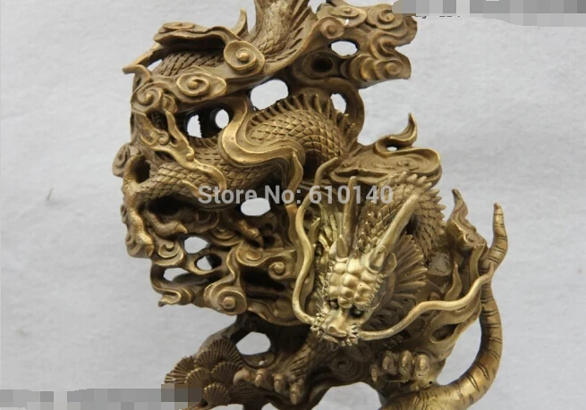 WBY 923+++14 China Royal classic Copper Brass Illustrating Dragon Play Tiger combat statue | Дом и сад