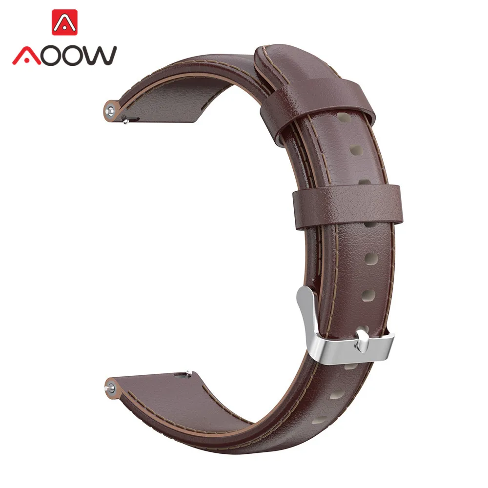 Brown 20 мм 22 мм ремешок из натуральной кожи для samsung Galaxy Watch 42 мм 46 мм Active gear Sport S3 S2 быстросъемный браслет ремешок - Цвет ремешка: Brown