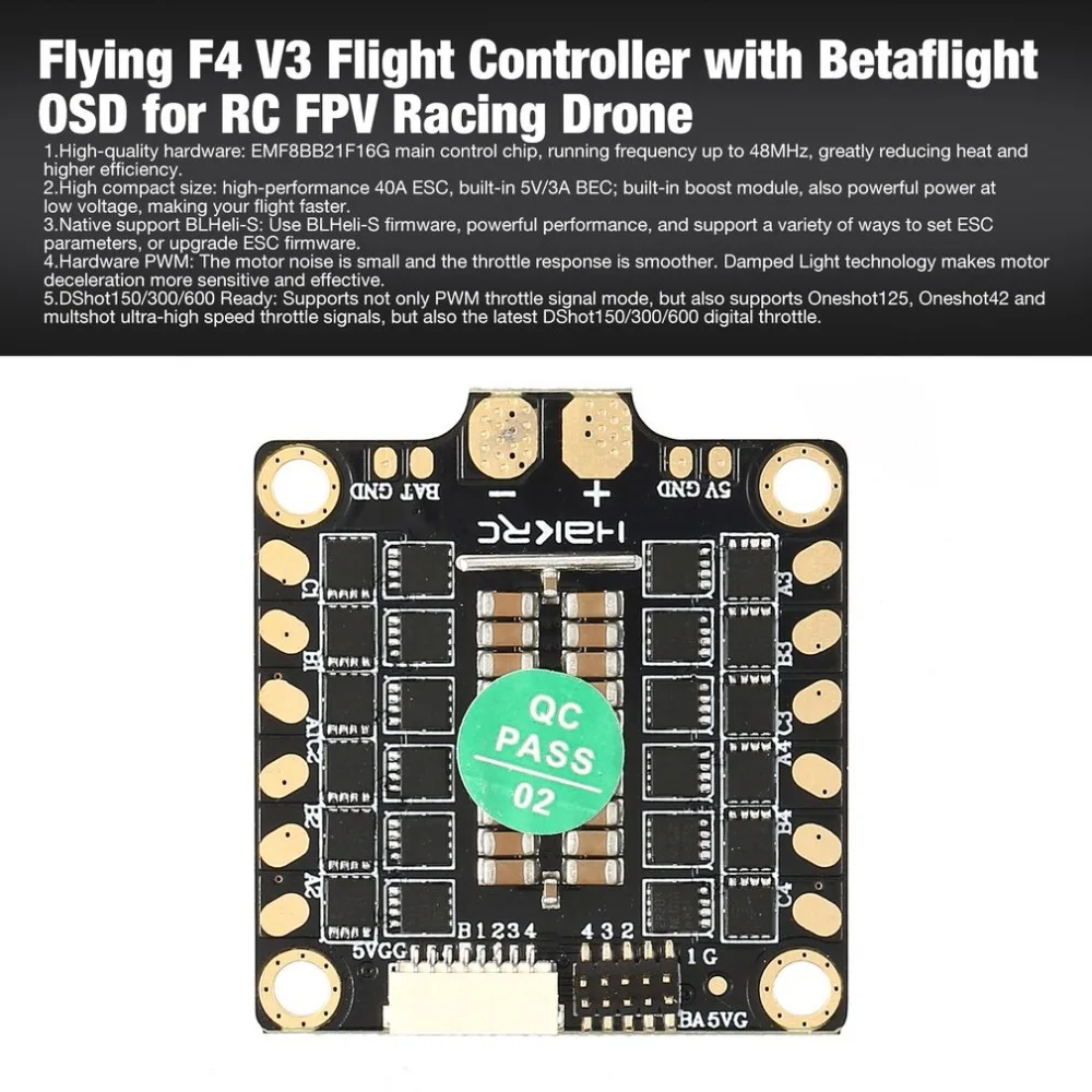 30A 4 в 1 BLHeli_S/Dshot150/300/600 ESC Скорость контроллер с В 5 BEC для беспилотный гоночный