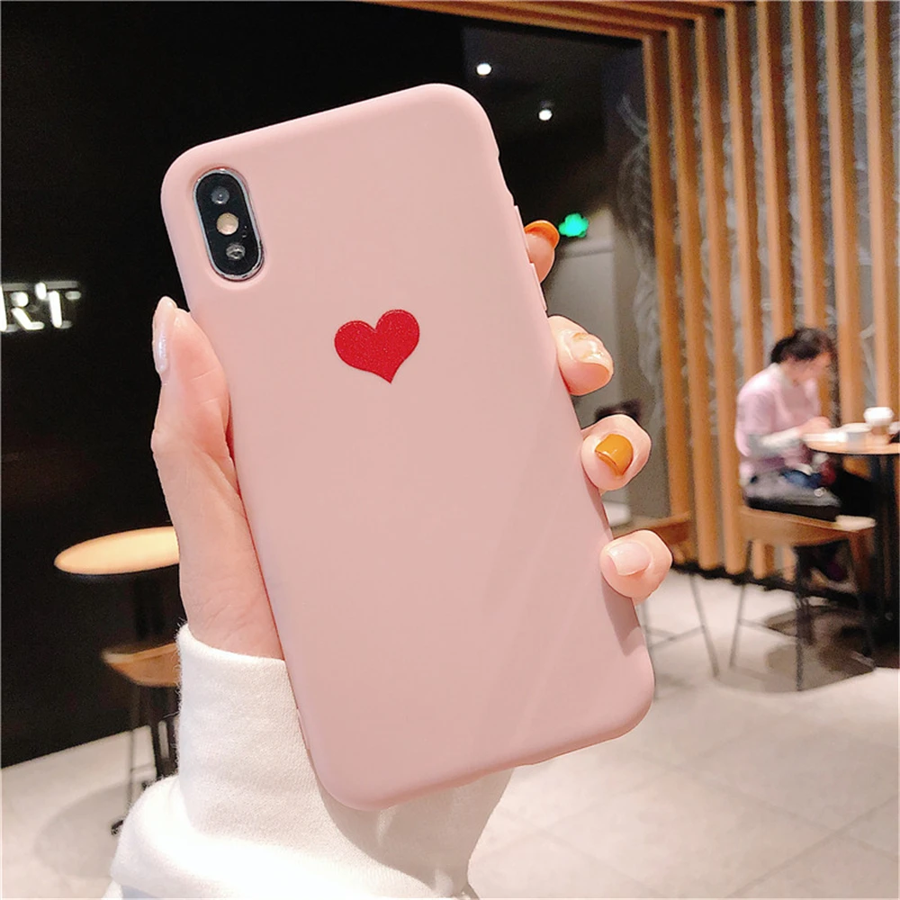 Простые милые Сердце Любовь жидкие силиконовый чехол для телефона iPhone X XS MAX XR