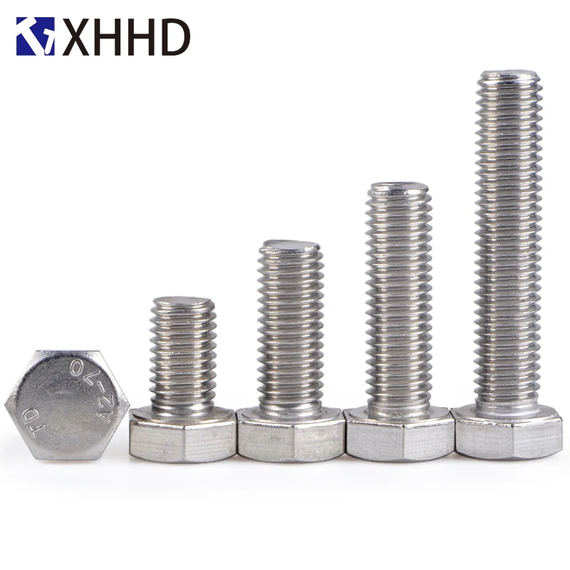 DIN933 Hex болты с плоской головкой нить метрический шестигранный крепежные винты 304