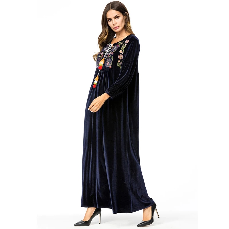 Женское вельветовое платье Кафтан Abaya мусульманское хиджаб из Турции Musulmane Longue