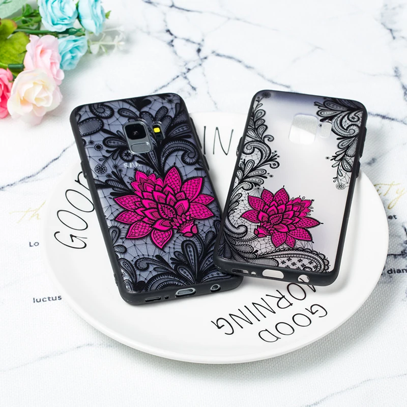 Чехол Floral S10e из мягкого TPU+PC для Samsung Galaxy S6 S7 Edge S8 S9 S10 E Plus Note 8 9 S10plus S10+ Girly Cute Phone Mujer Etui.