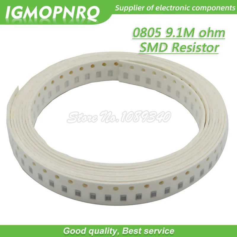 300 шт. 0805 SMD резистор 9 1 M Ом чиповый 1/8 Вт м 9M1 м|Резисторы| |