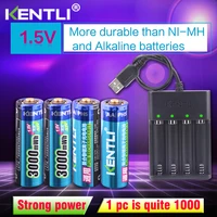 4pcs kentli aa 1 5v 3000mwh polymer lithium li ion rechargeable batteries battery4 slots usb li ion battery charger