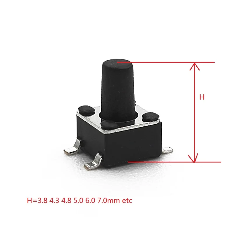 1000pcs/Tape &amp Reel 4.5x4.5 mm Tactile Switch SPST-NO Top Actuated Surface Mount Height 3.8 4.3 4.8 5 250gf SMT Reflow Solder |