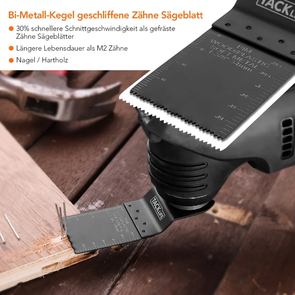 TACKLIFE AOSB1A 15 шт. Осциллирующий пильный диск Набор для многофункционального инструмента Многофункциональный инструмент с 4 шт. C-Clip адаптеры пильный диск набор