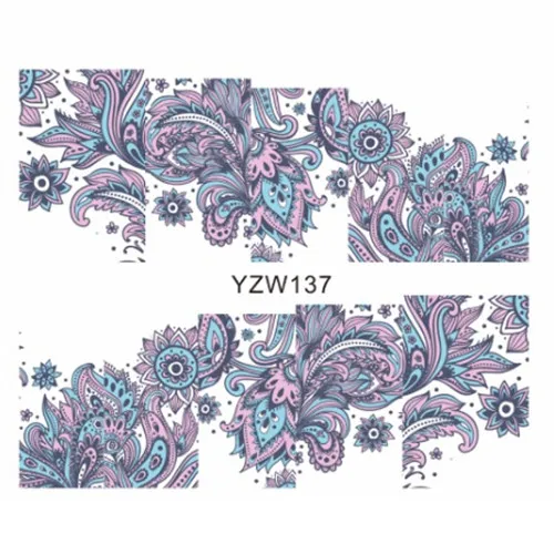 YZW137 Наклейки для дизайна ногтей, наклейки для кошек, цветов, переводные наклейки с водой, Слайдеры для украшения ногтей, тату, маникюрные обертывания, инструменты, наконечники - Цвет: YZW137