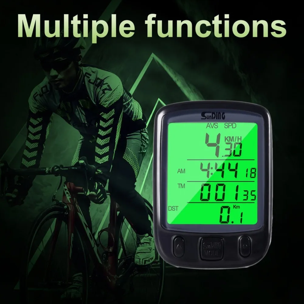New Cycle Bicycle Bike LCD Computer Odometer Speedometer With Backlight Monitor Bikes' Speed Distance And Riding Time