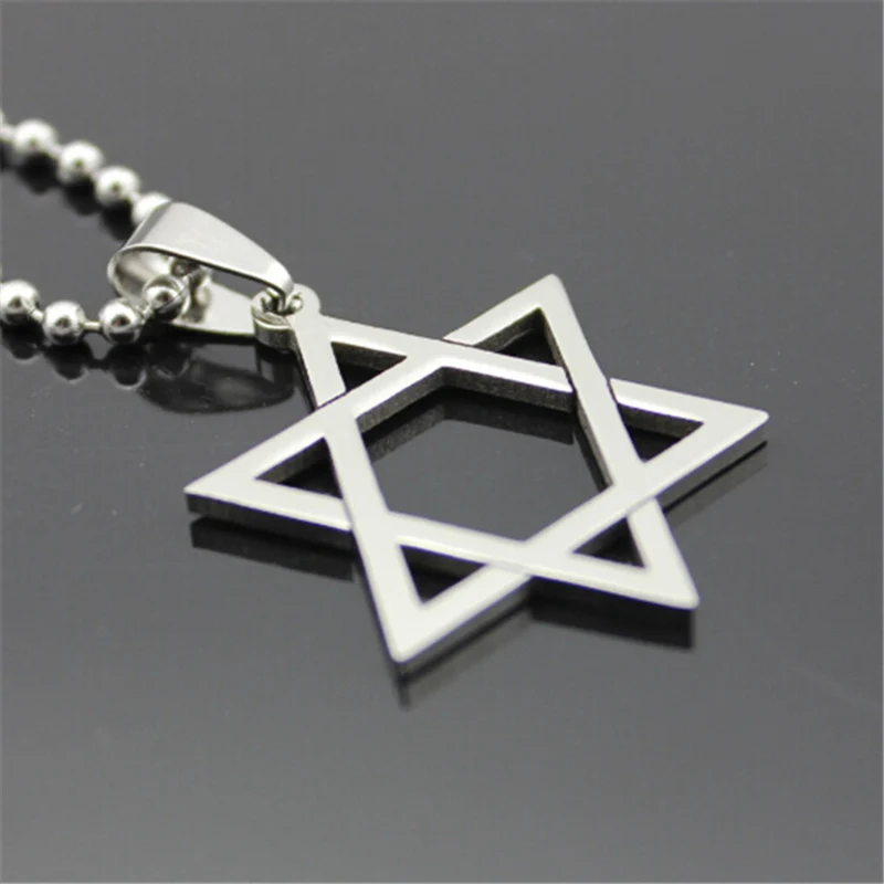 Ожерелье с подвеской в виде гексаграммы Женская цепочка шариками из нержавеющей