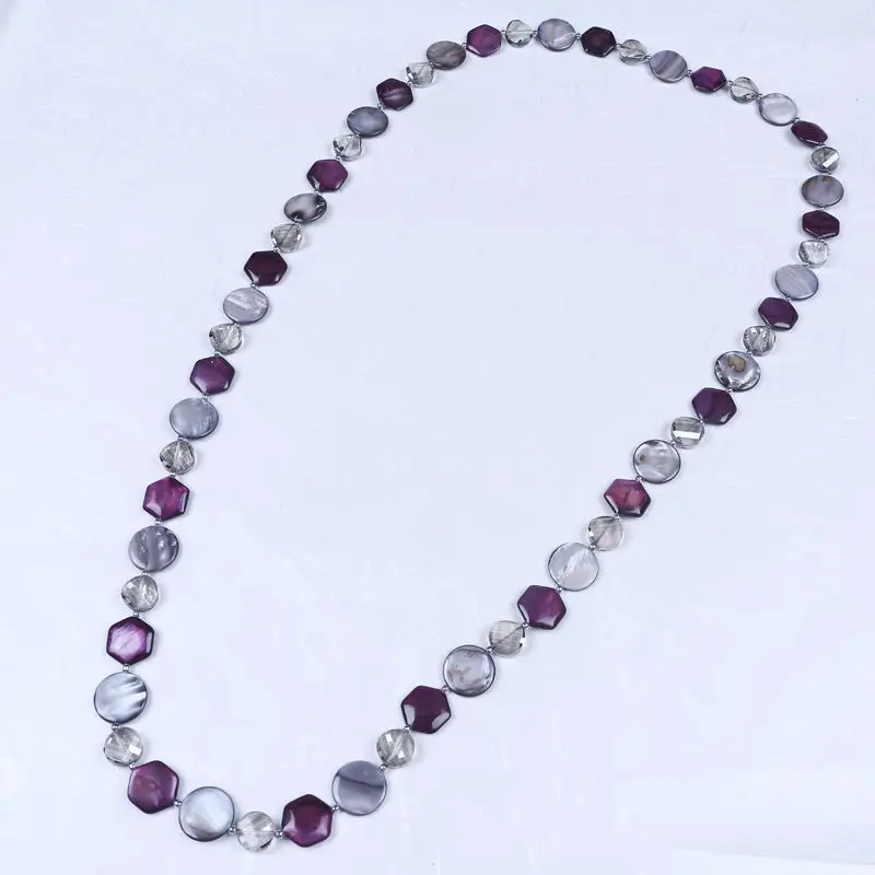 Уникальное ожерелье из дисков овальной квадратной шестиугольной раковины с бисером множественных геометрических форм, ручная работа, пляжные украшения для костюма