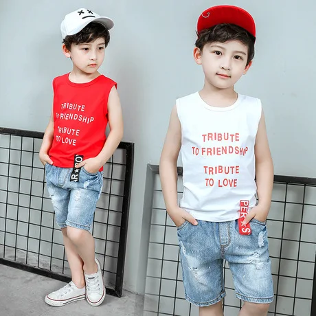 Комплект одежды для мальчиков хлопковая майка и шорты повседневная одежда