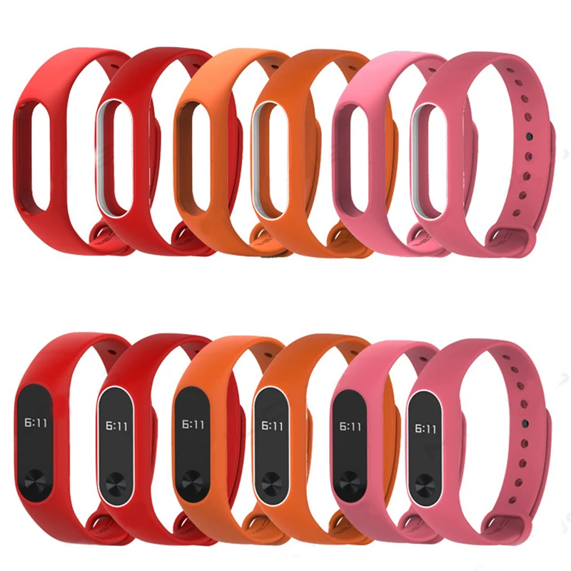 Цветной ремешок miband 2 reloj inteligente высококачественный силиконовый двухцветный
