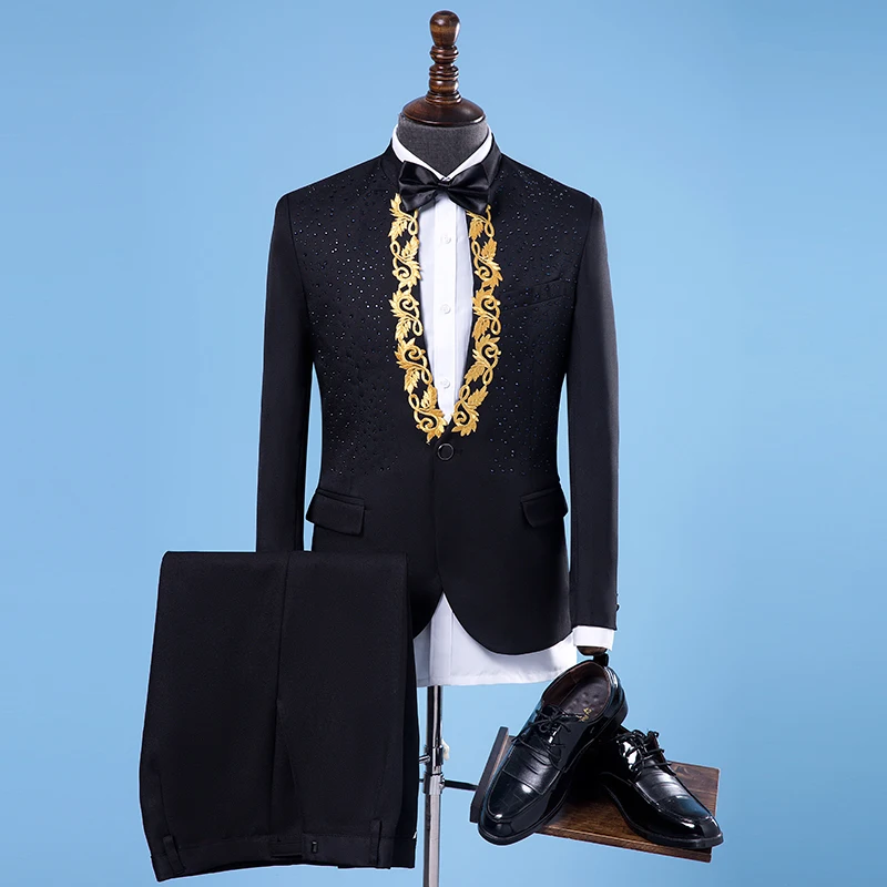 Мужской костюм для взрослых со стоячим воротником и блестками певец ведущий